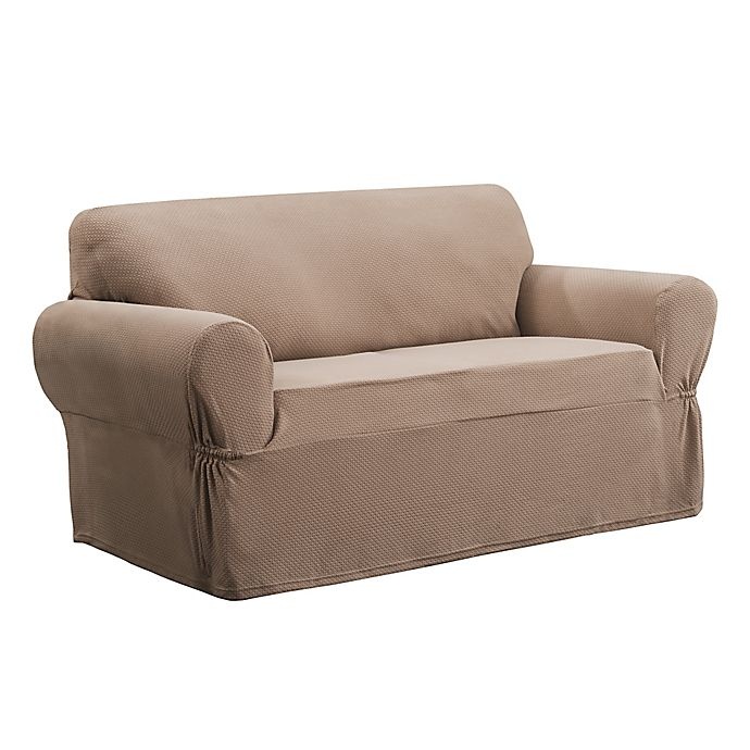 slide 2 of 6, Smart Fit Tinsley Stretch Loveseat Slipcover - Taupe, 1 ct