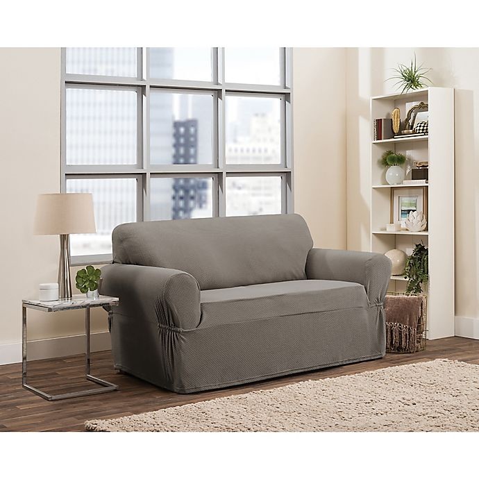 slide 1 of 6, Smart Fit Tinsley Stretch Loveseat Slipcover - Grey, 1 ct