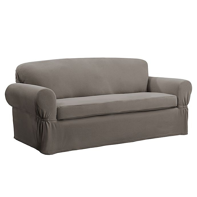 slide 2 of 6, Smart Fit Tinsley Polyester Stretch Sofa Slipcover - Grey, 2 ct