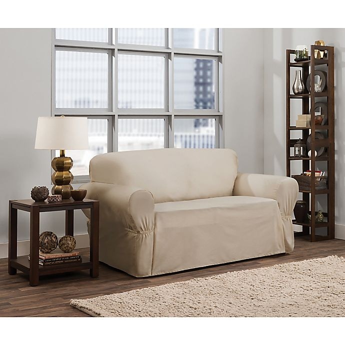 slide 1 of 2, Smart Fit Parker Relaxed Cotton Loveseat Slipcover - Natural, 1 ct