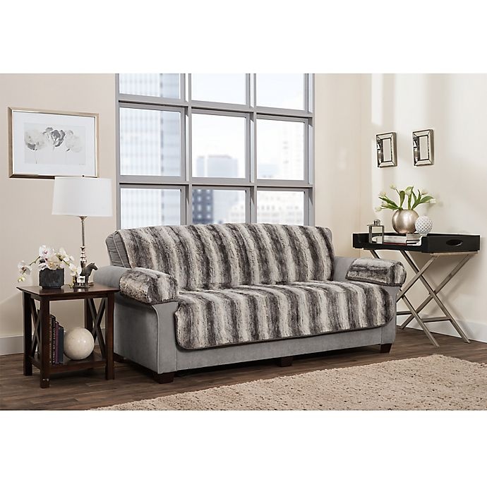 slide 8 of 8, Smart Fit Ombre Faux Fur Sofa Cover - Grey, 3 ct