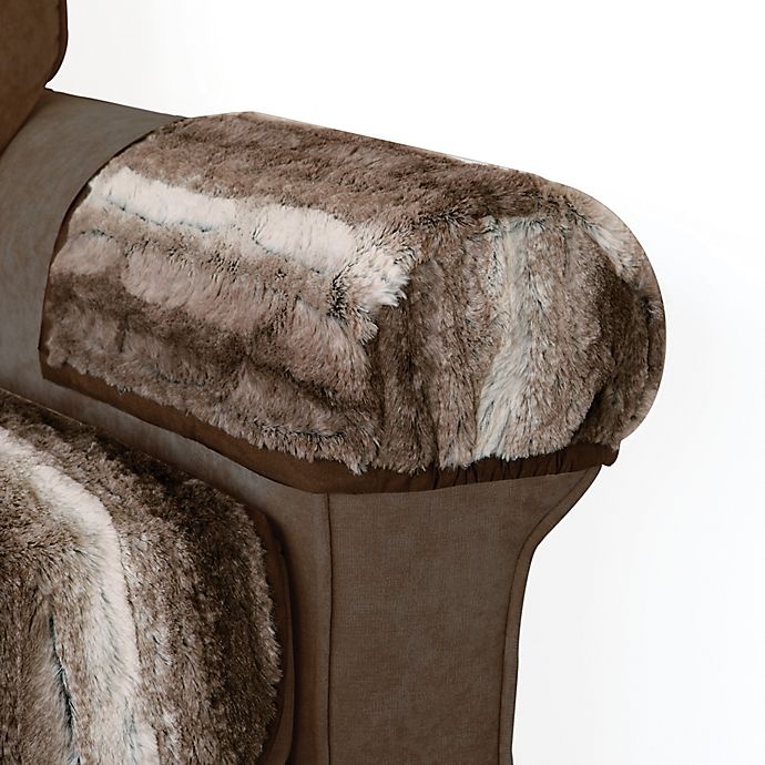 slide 4 of 7, Smart Fit Ombre Faux Fur Sofa Cover - Brown, 3 ct