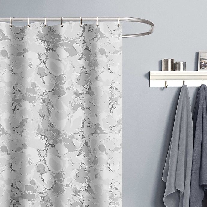 slide 2 of 4, India Ink Marble Bubble Shower Curtain - Grey/White, 70 in x 72 in