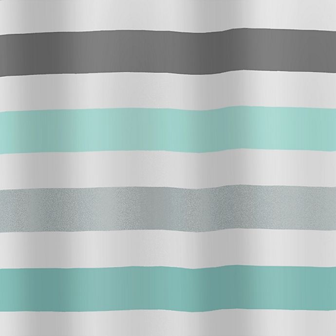 slide 4 of 4, India Ink Cabana Stripe Shower Curtain - Aqua/Grey, 70 in x 72 in