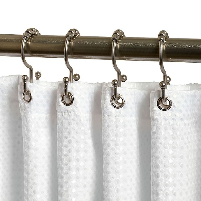 slide 2 of 3, Titan NeverRust Aluminum Double Roller Shower Curtain Hooks - Nickel, 12 ct