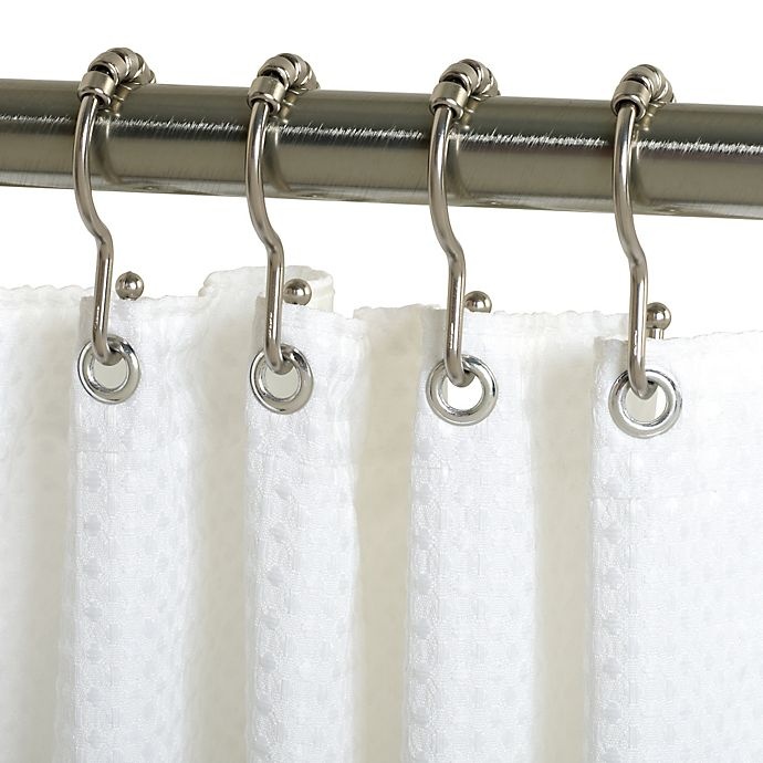 slide 2 of 2, Titan NeverRust Aluminum Roller Shower Curtain Hooks - Nickel, 12 ct