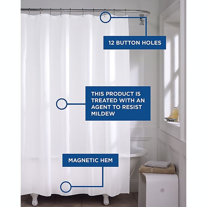 slide 3 of 6, Simply Essential Mediumweight PEVA Shower Curtain Liner - White, 70 in x 72 in