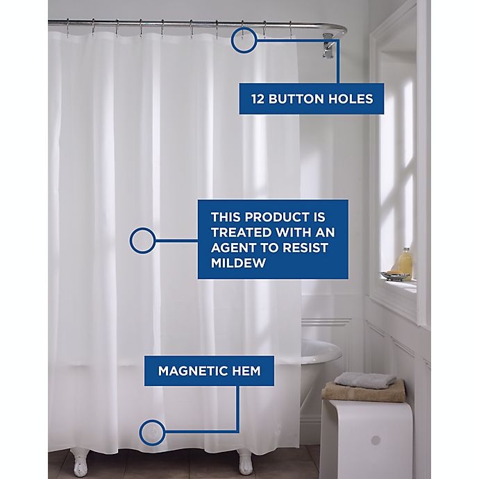 slide 3 of 6, Simply Essential Mediumweight PEVA Shower Curtain Liner - Frost, 70 in x 72 in