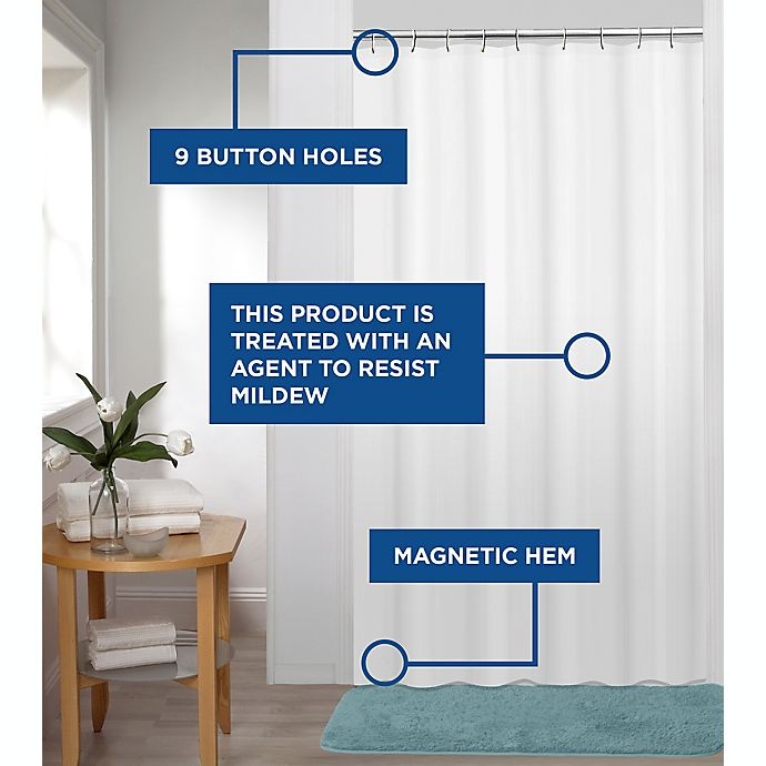 slide 3 of 6, Simply Essential Mediumweight PEVA Shower Curtain Liner - White, 54 in x 78 in