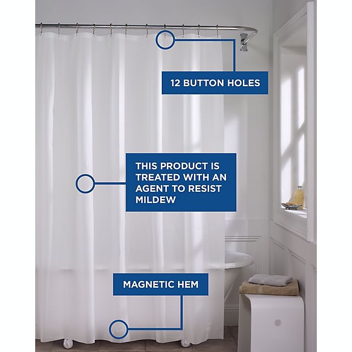 slide 4 of 6, Simply Essential Medium Weight PEVA Shower Curtain Liner - Frost, 70 in x 84 in