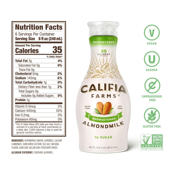 slide 4 of 16, Califia Farms Unsweetened Almond Milk, 48 fl oz