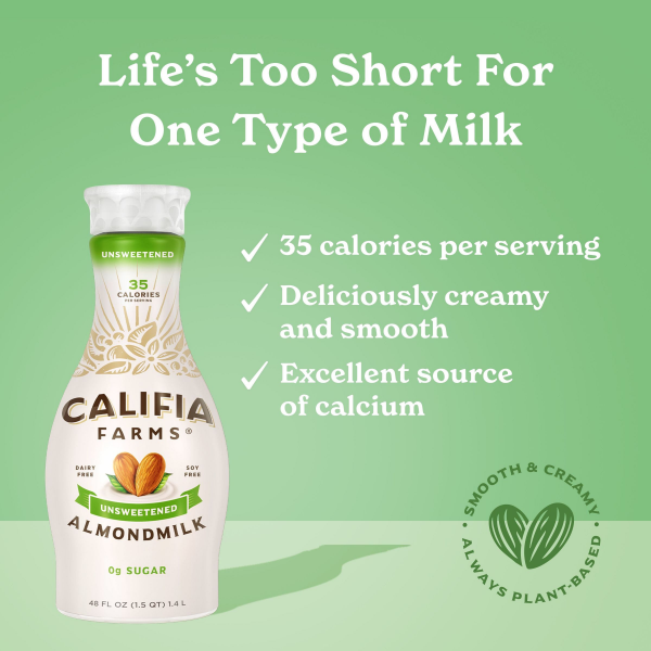 slide 7 of 16, Califia Farms Unsweetened Almond Milk, 48 fl oz