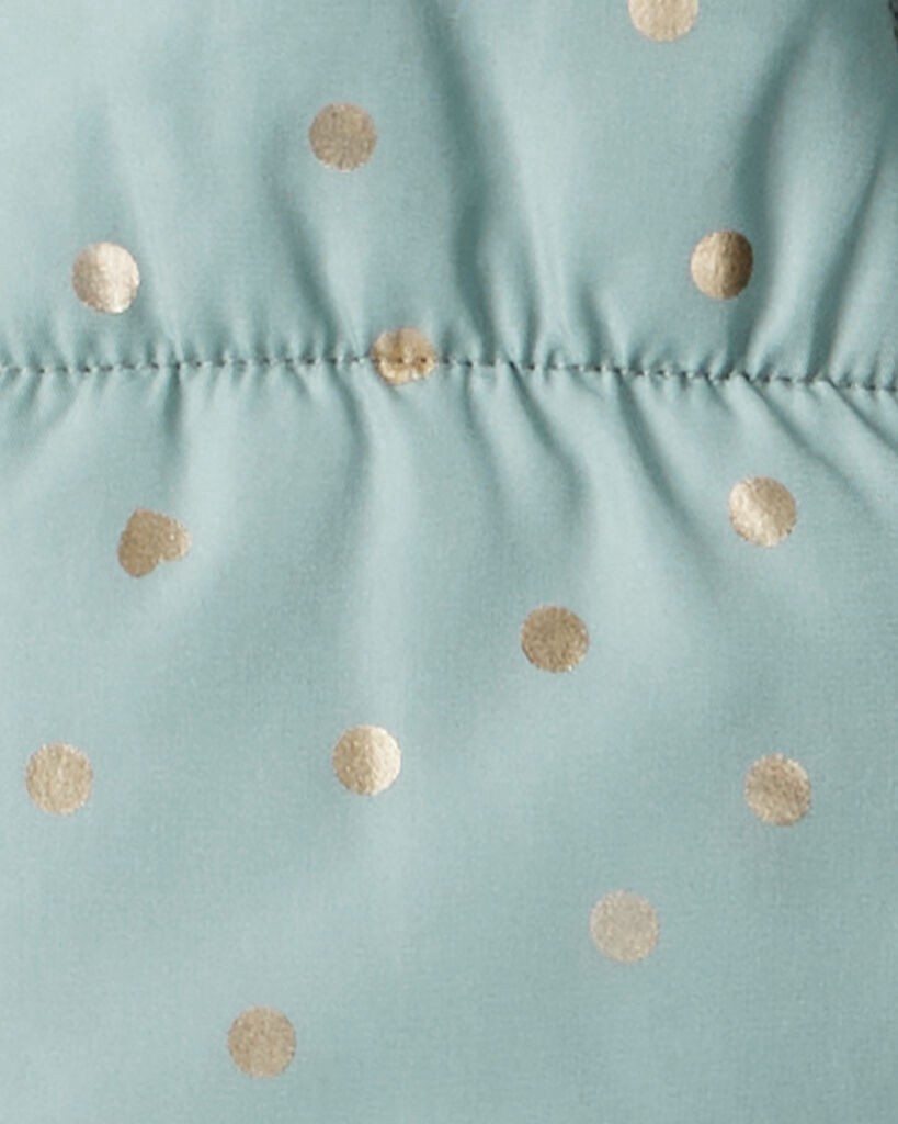 slide 5 of 6, Oshkosh Baby Girl 2-Piece Polka Dot Hooded Snowsuit Jacket & Bib Set - Green Turquoise 18M, 2 pc