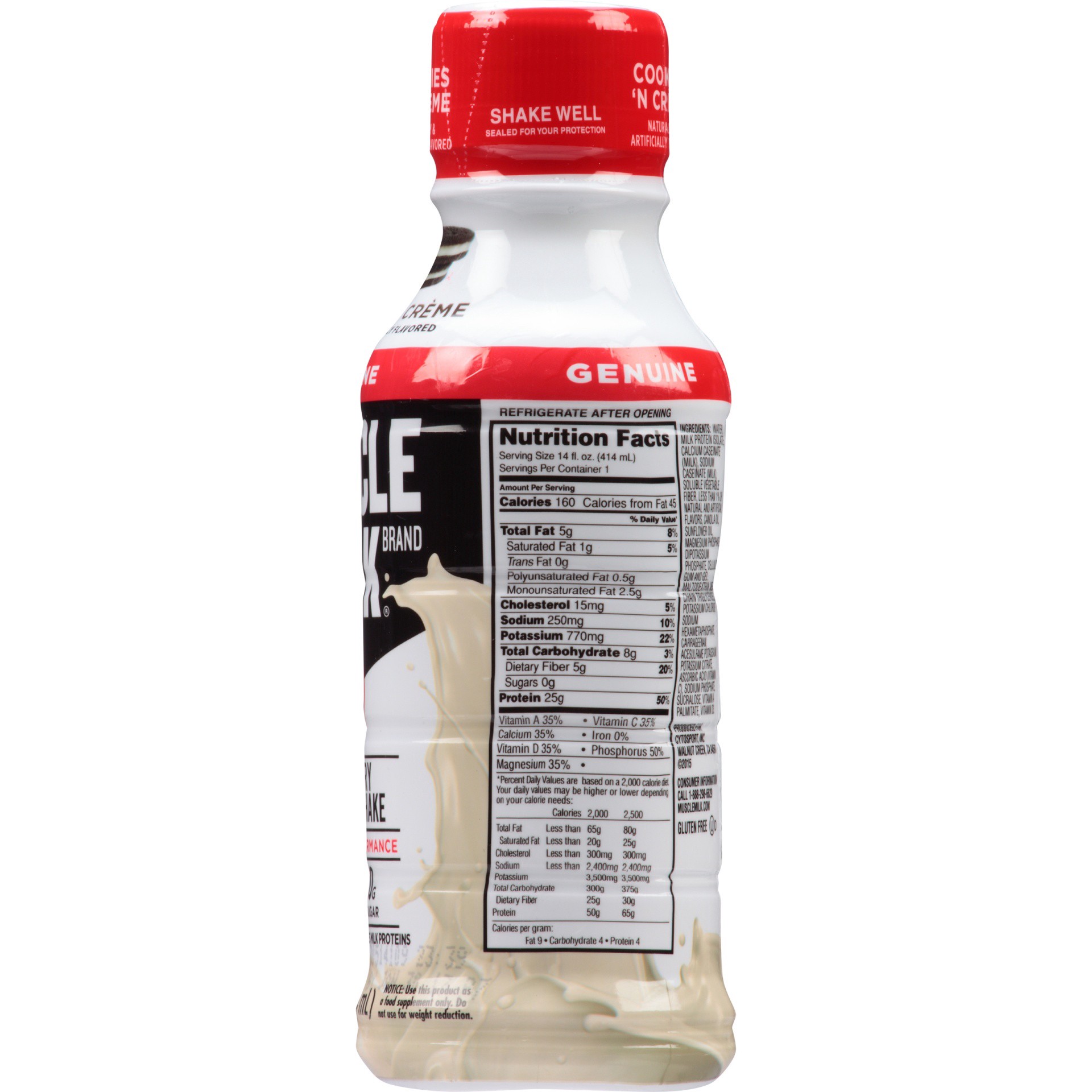 slide 4 of 7, Muscle Milk Cookies & Cream, 14 fl oz