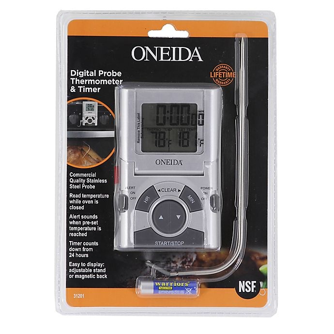 slide 2 of 2, Oneida Digital Probe Cooking Thermometer with Timer - Grey, 1 ct