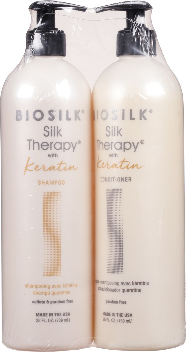 slide 7 of 9, Biosilk Silk Therapy With Keratin Strengthening & Conditioning Duo, 25 fl oz