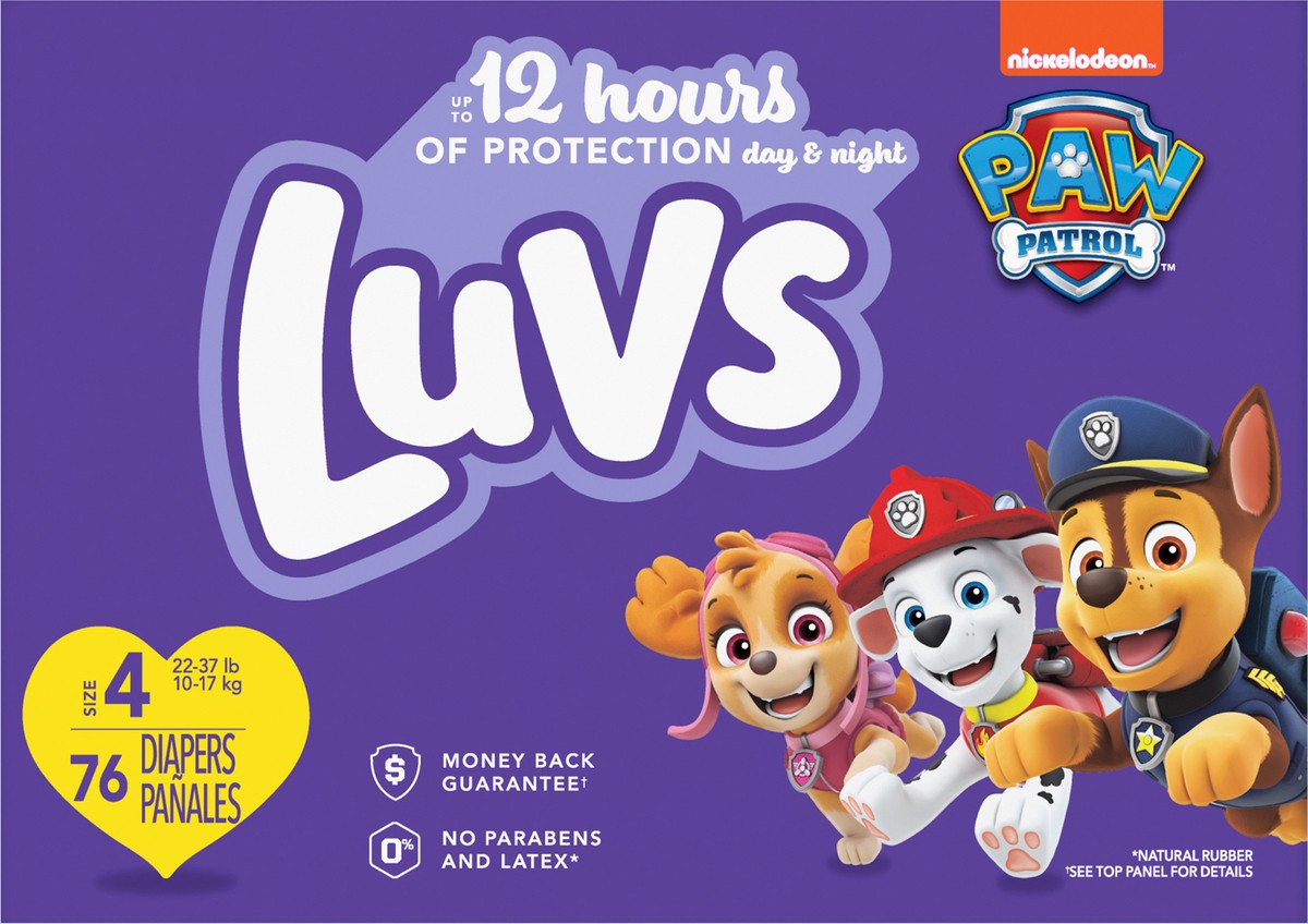 slide 3 of 4, Luvs Platinum Protection Baby Diapers, Size 4, 76 Count, 76 ct