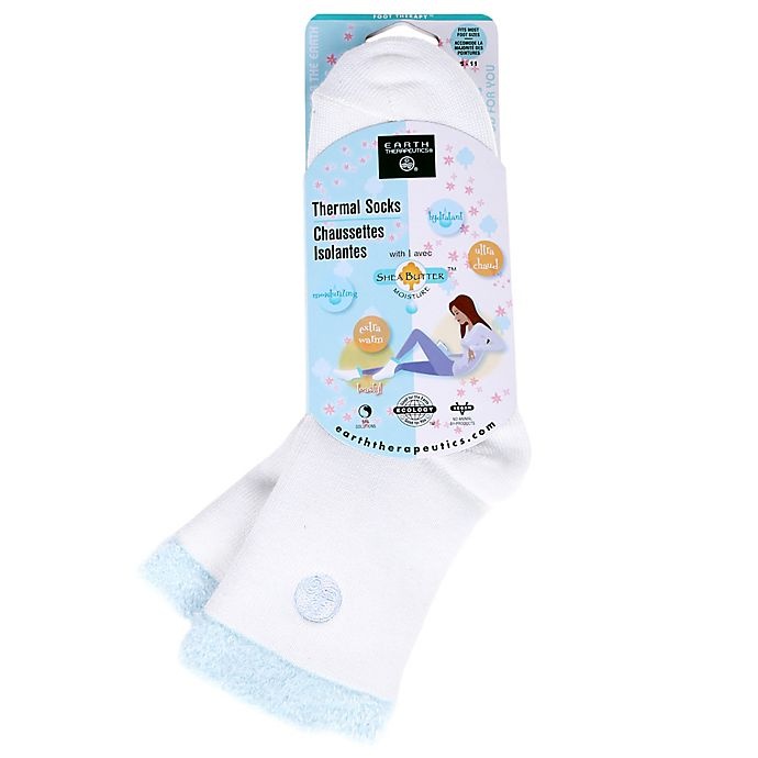 slide 1 of 1, Earth Therapeutics Shea Butter Thermal Socks - Blue, 1 ct