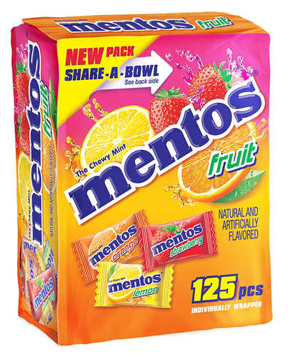 slide 1 of 1, Mentos Candy Fruit, 125 ct