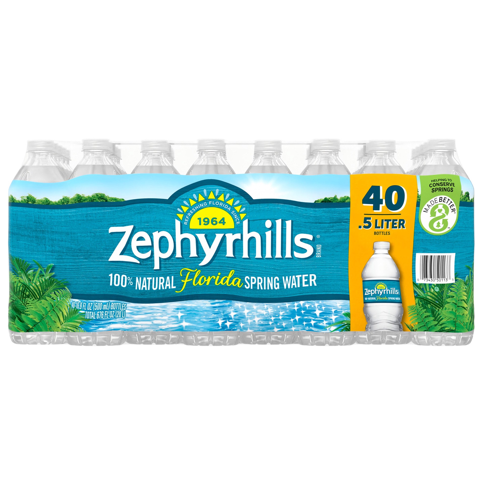 slide 1 of 1, Zephyrhills Natural Florida Spring Water, 16.9 fl oz, 40 count, 