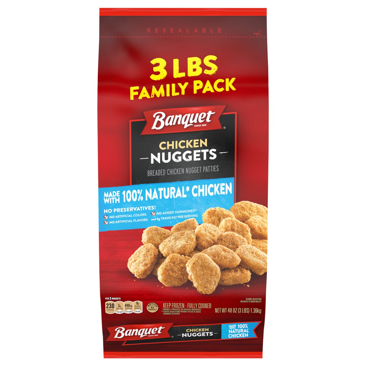 slide 1 of 5, Banquet Chicken Nuggets, Frozen Meal, 48 oz., 48 oz