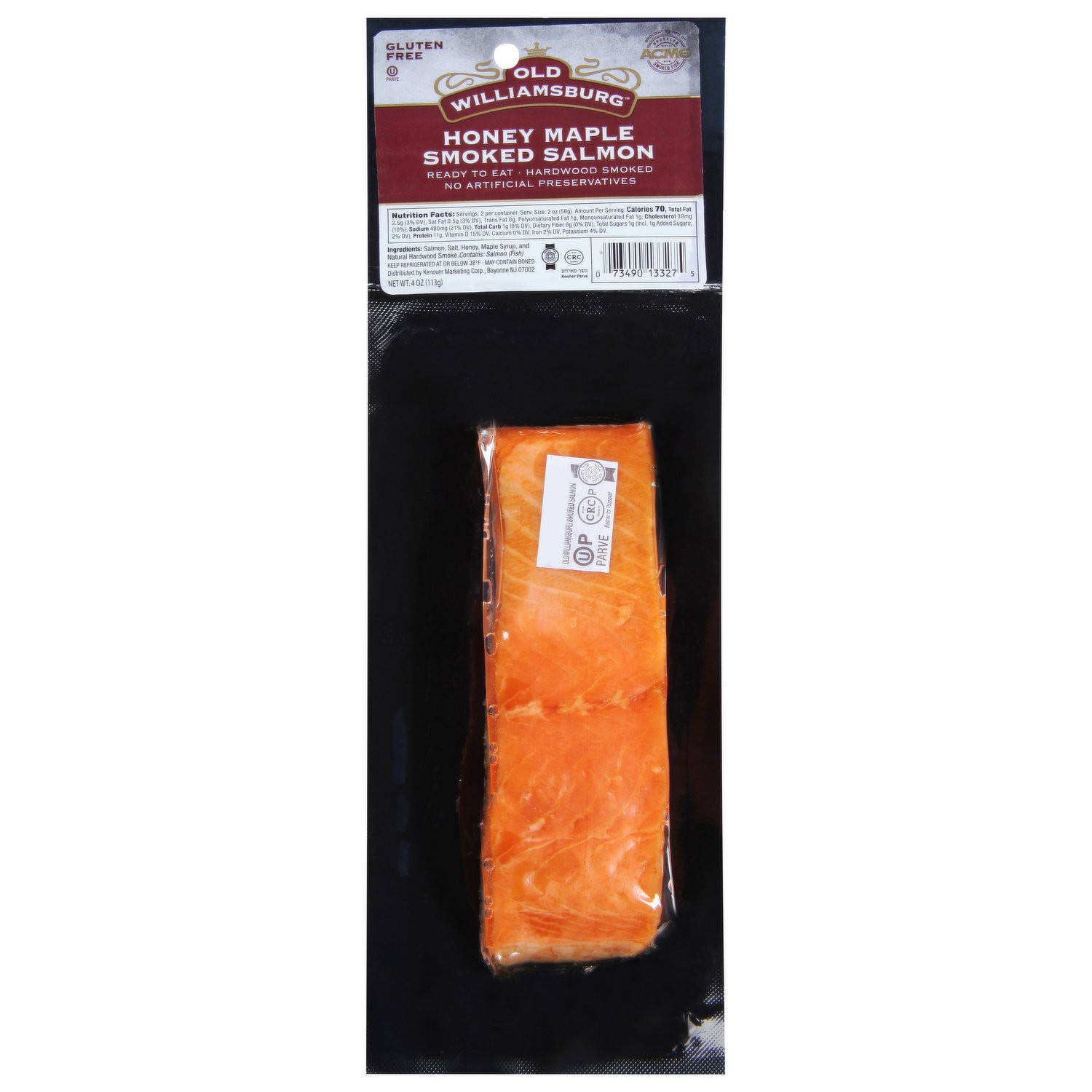 slide 1 of 1, Acme Old Williamsburg Salmon, Honey Maple Smoked, 4 Ounce, 4 oz