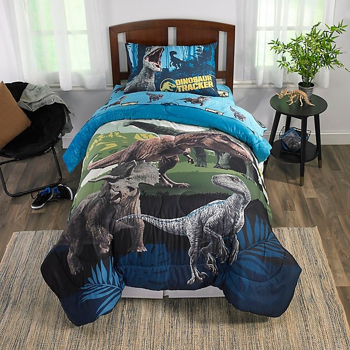 slide 2 of 3, Jurassic World 2 Twin/Full Reversible Comforter - Blue, 1 ct