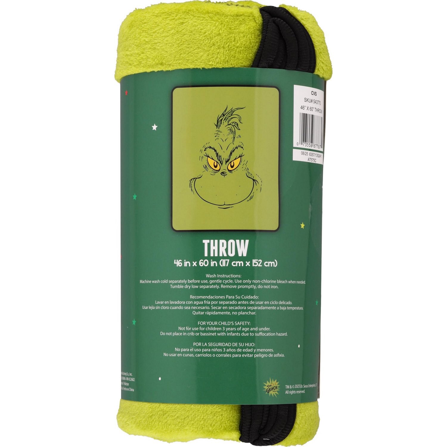 slide 4 of 4, Grinch All Green Microraschel Throw, 1 ct