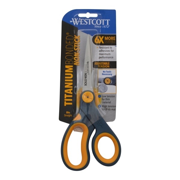 slide 1 of 5, Westcott Wescott Titanium Bonded Non-Stick Scissor 8" - Gray/Orange, 1 ct