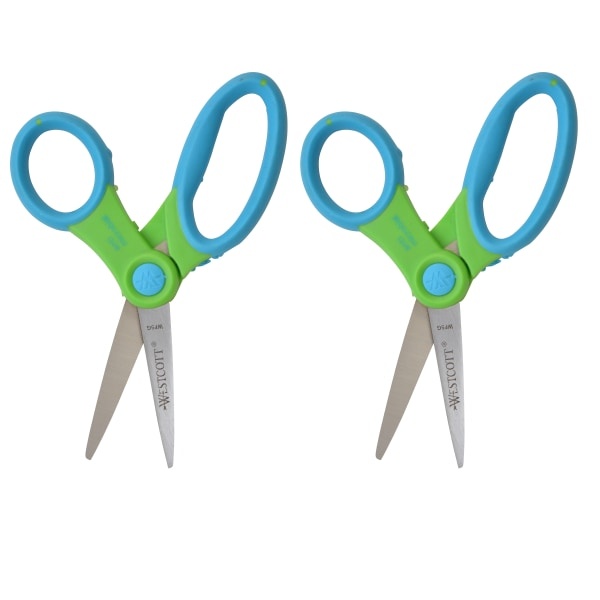 slide 2 of 3, Westcott Antimicrobial Kids' Scissors, 5'', Pointed, Assorted Colors, Pack Of 2 Pairs, 2 ct