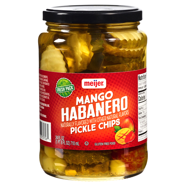 slide 1 of 1, Meijer Mango Habanero Pickle Chips, 24 oz