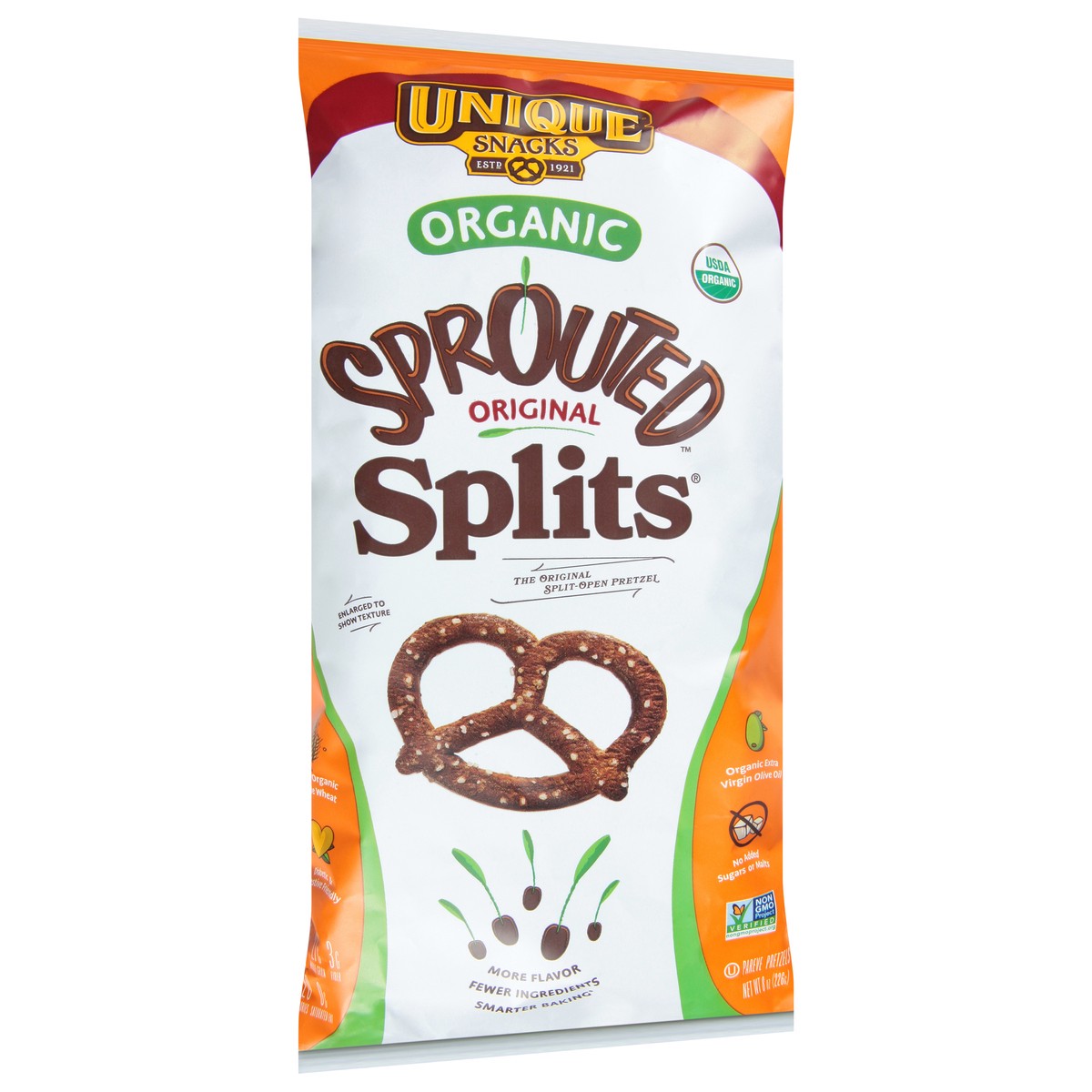 slide 2 of 9, Unique Snacks Splits Sprouted Organic Original Pretzels 8 oz, 8 oz
