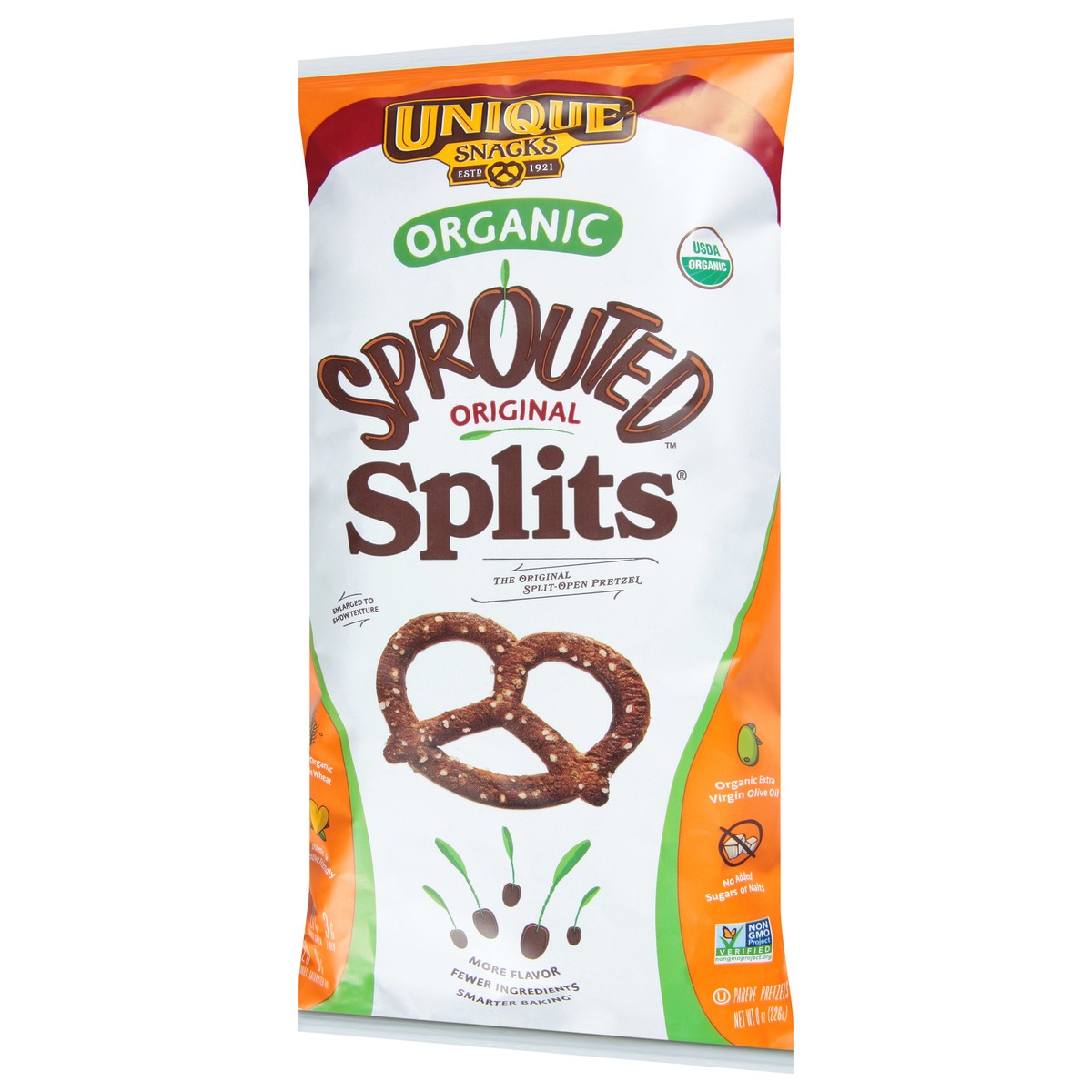 slide 3 of 9, Unique Snacks Splits Sprouted Organic Original Pretzels 8 oz, 8 oz