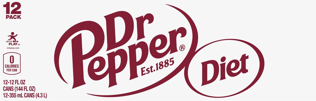 slide 4 of 7, Dr Pepper Diet Dr Pepper Soda, 12 fl oz cans, 12 pack, 12 ct; 12 fl oz