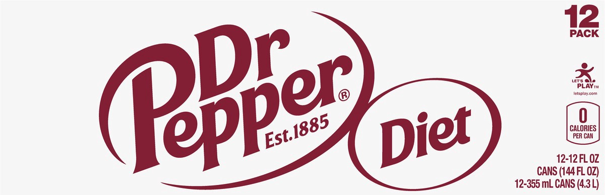 slide 5 of 7, Dr Pepper Diet Dr Pepper Soda, 12 fl oz cans, 12 pack, 12 ct; 12 fl oz