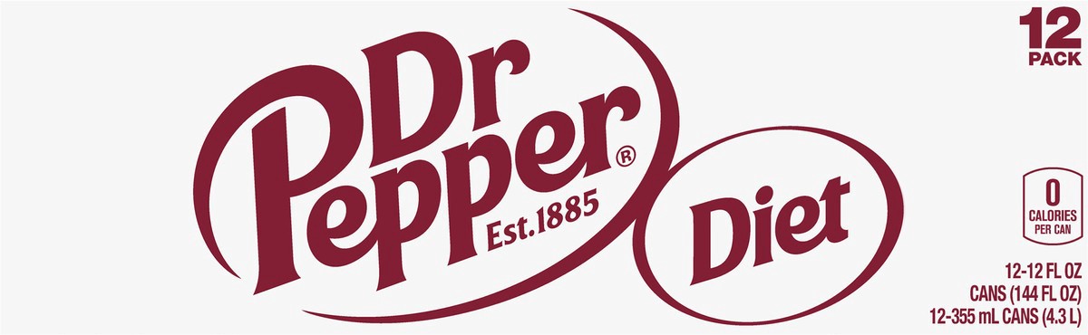 slide 3 of 7, Dr Pepper Diet Dr Pepper Soda, 12 fl oz cans, 12 pack, 12 ct; 12 fl oz