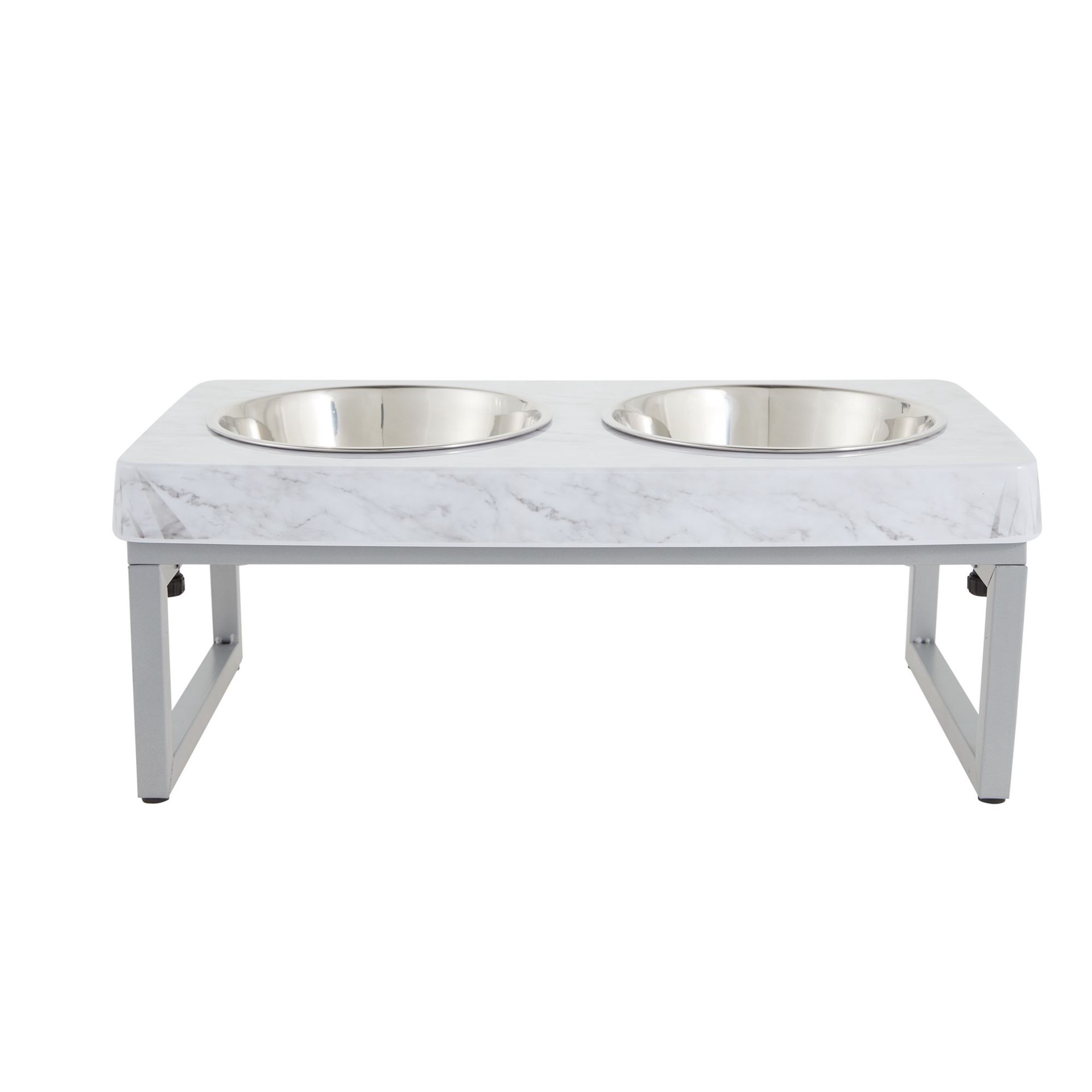 Top Paw White Marble Folding Legs Elevated Dog Feeder, 3.5cup 3.5 cups