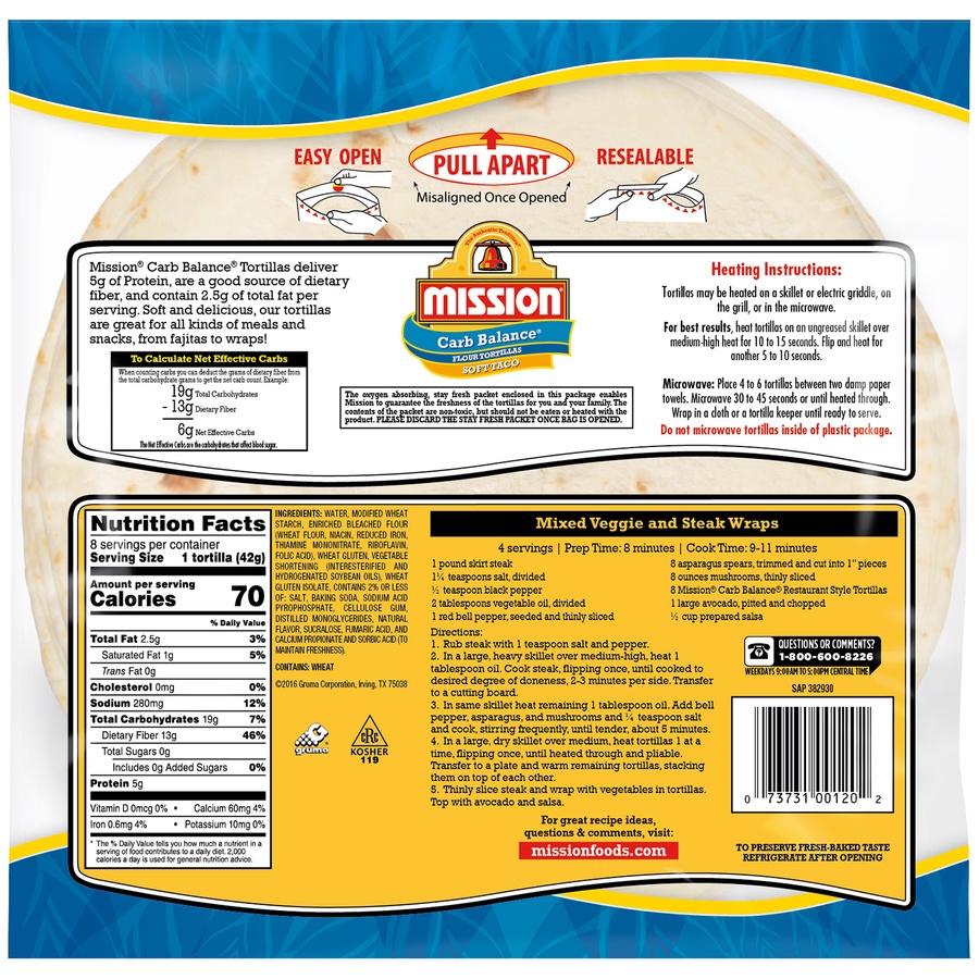 slide 2 of 4, Mission Carb Balance Soft Taco, 12 oz