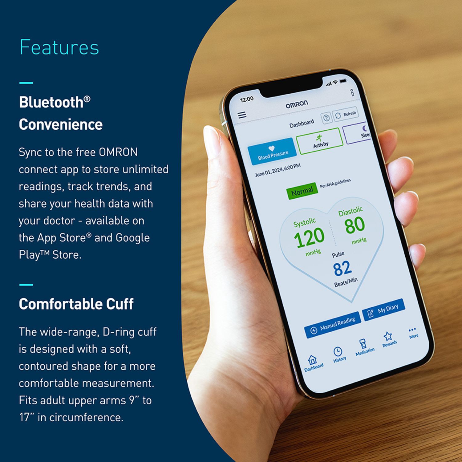 slide 4 of 9, Omron Series 3 Upper Arm Blood Pressure Monitor with Bluetooth, 1 ct