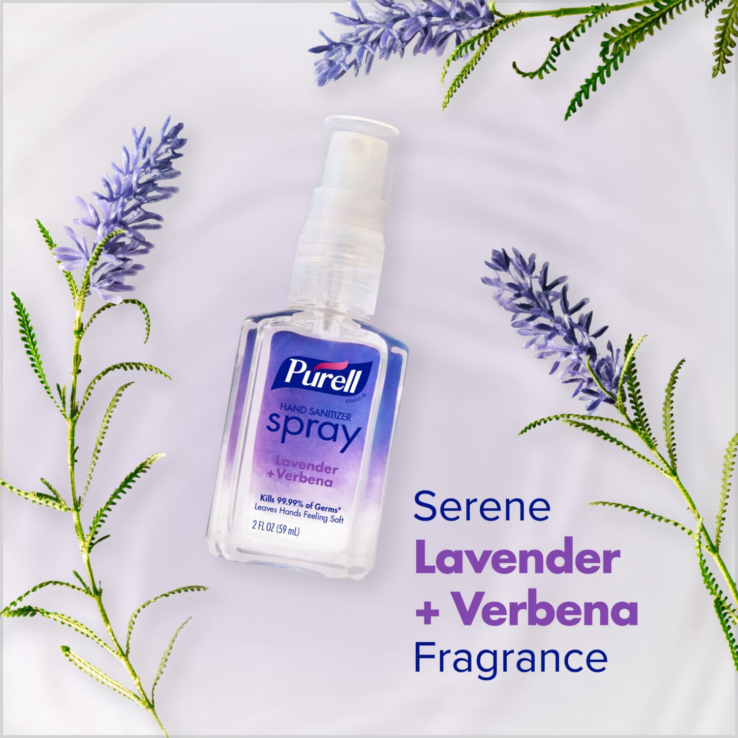 slide 5 of 5, PURELL Advanced Hand Sanitizer Spray, Lavender and Verbena, 2 fl oz Travel Sized Pump Bottle, 2 oz