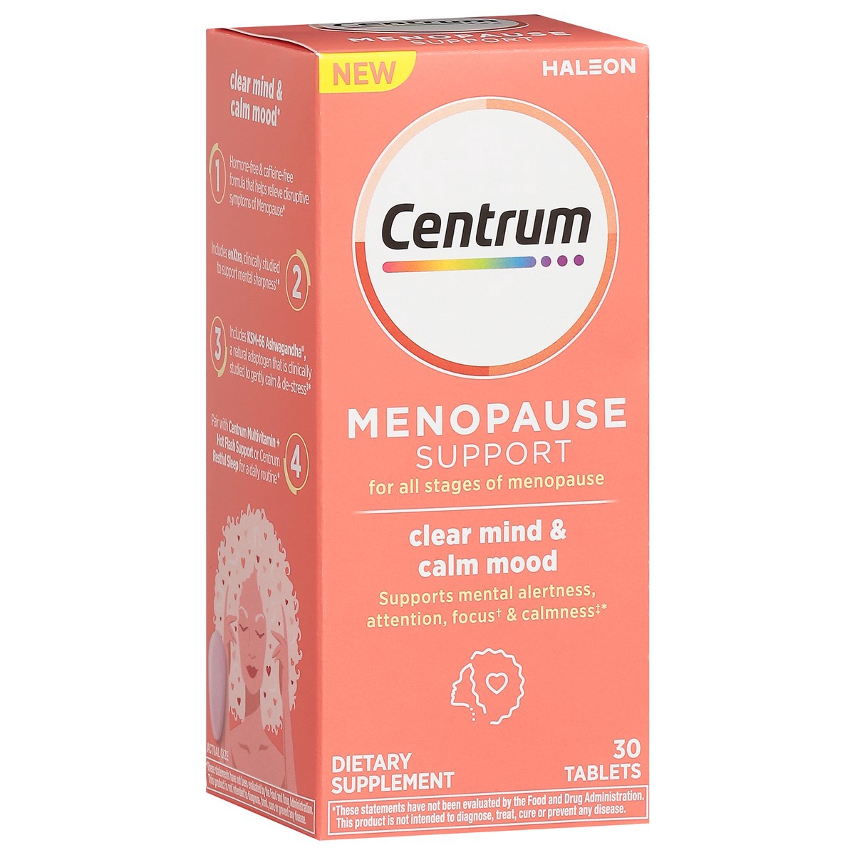 slide 2 of 15, Centrum Clear Mind and Calm Mood Menopause Support Tablets, With Clinically Studied enXtra™, 30 Count, 30 ct