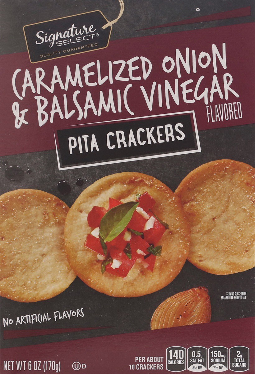 slide 4 of 9, Signature Select Caramelized Onion & Balsamic Vinegar Flavored Pita Crackers 6 oz, 6 oz