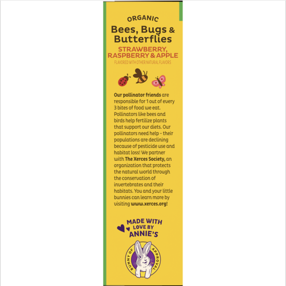 slide 4 of 4, Annie's Organic Bees, Bugs, and Butterflies Fruit Flavored Snacks, 10 Pouches, 7 oz., 10 ct