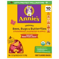 Annie's Organic Bees, Bugs, and Butterflies Fruit Flavored Snacks, Easter Basket Stuffers, 10 Pouches, 7 oz