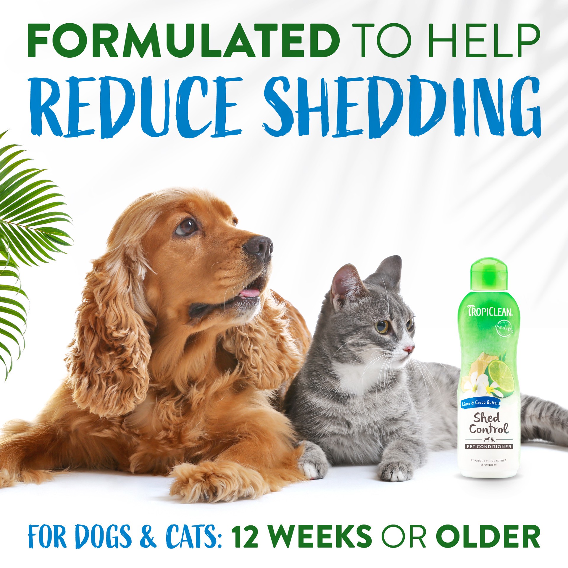 slide 8 of 10, TropiClean Lime & Cocoa Butter Shed Control Conditioner for Pets, 20oz, 20 oz