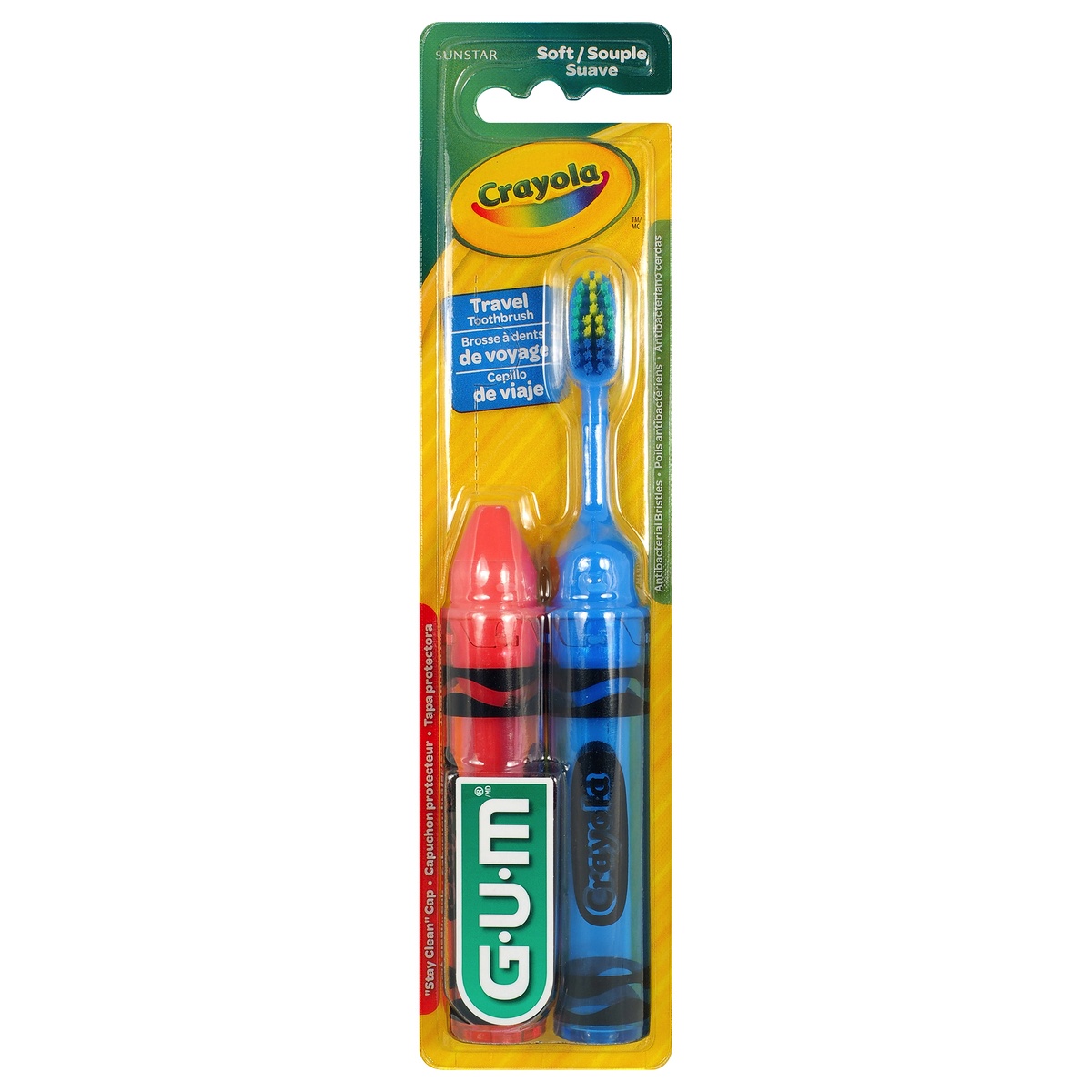 slide 1 of 1, G-U-M Crayola Travel Soft Toothbrush 1 ea, 2 ct