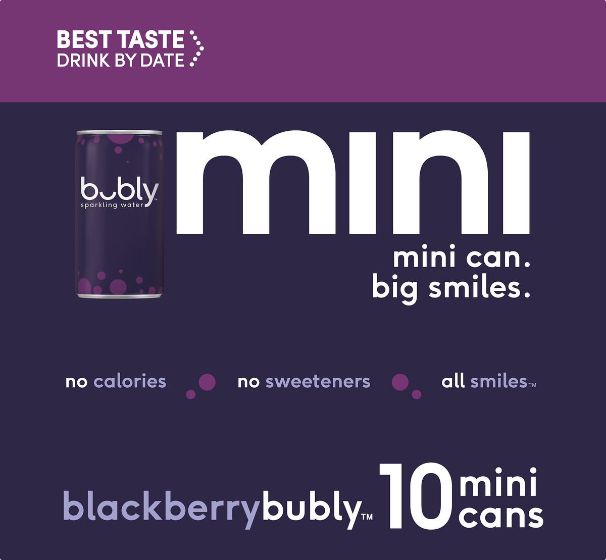 slide 4 of 4, bubly Mini Blackberry Sparkling Water - 10 ct, 10 ct