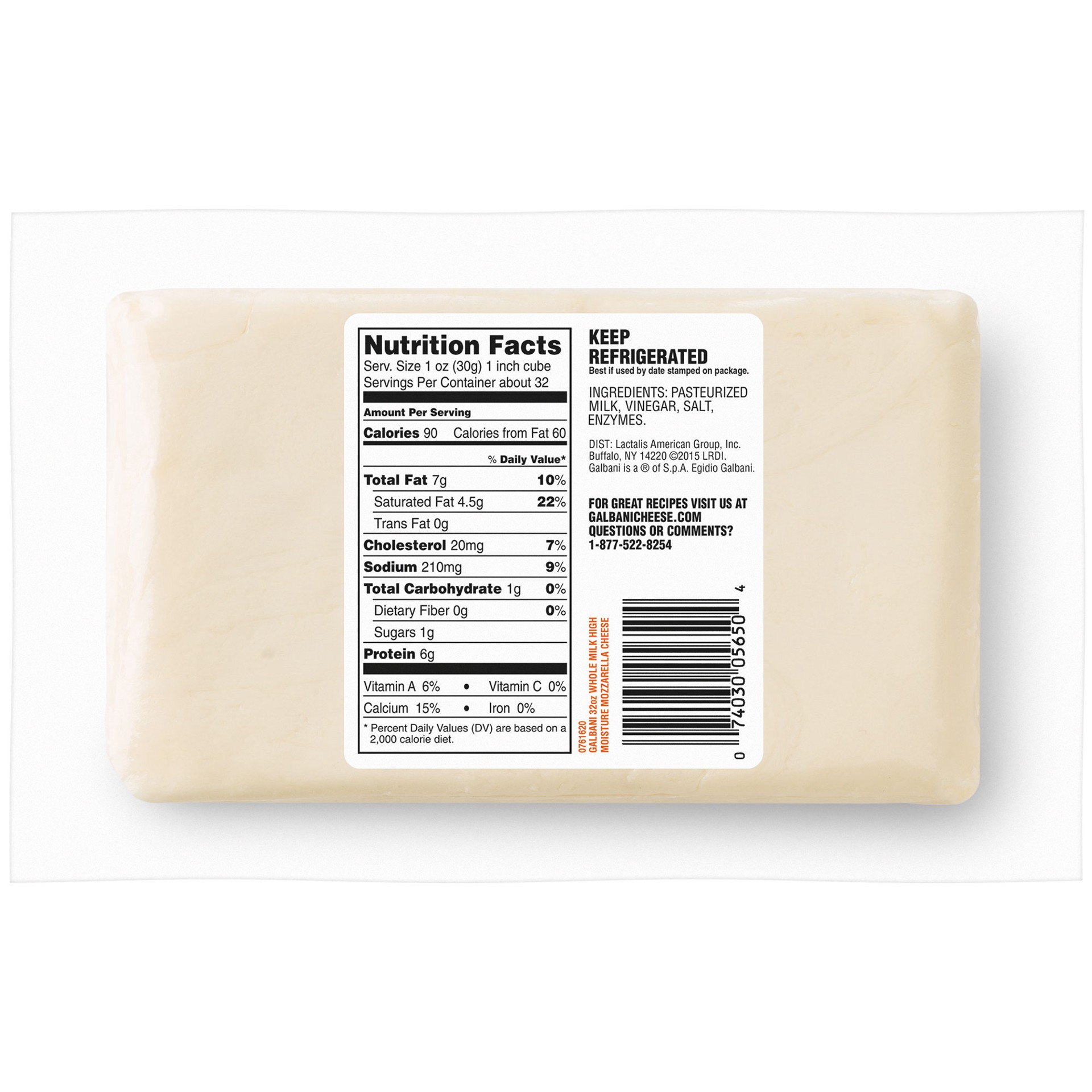 slide 2 of 2, Galbani Whole Milk Mozzarella Cheese, 32 oz, 