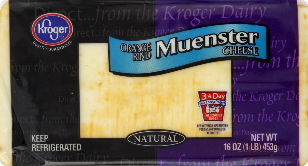 slide 3 of 5, Kroger Orange Rind Muenster Cheese, 16 oz