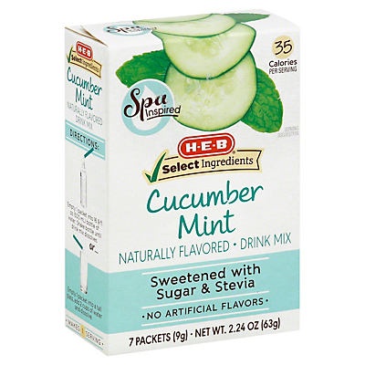 slide 1 of 1, H-E-B Select Ingredients Cucumber Mint Water Enhancer, 7 ct